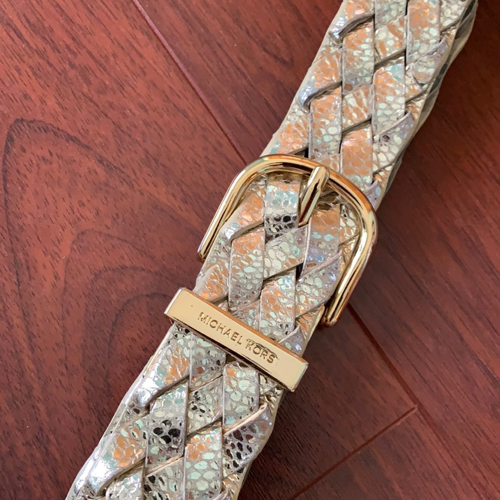 Michael Kors genuine leather gold beaded belt sz M